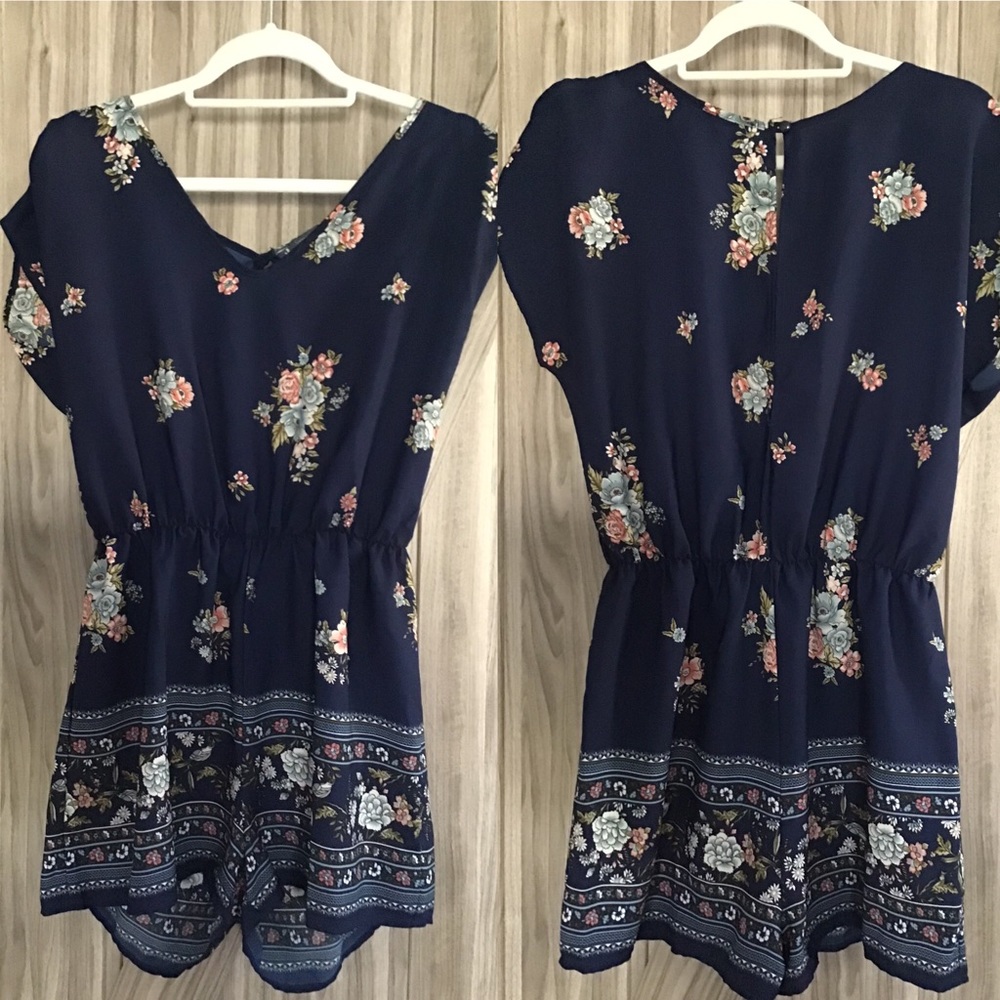 Navy floral romper